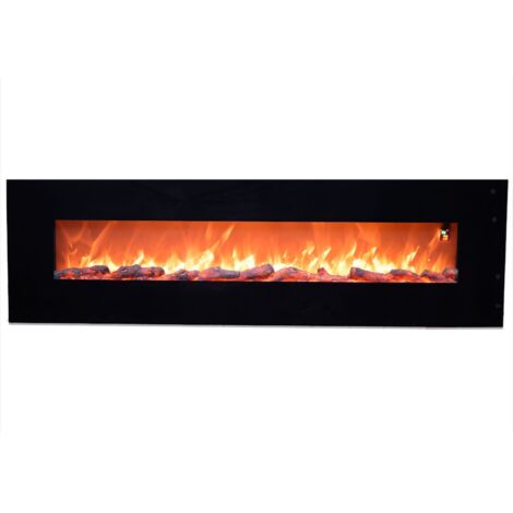 Sined Pordoi Wandelektrokamin Aus Stahl Und Glas 1500w Flammeneffekt Led Schwarz Realistische Ledflamme Mit 6 Intensitätsstufen Fernsteuerung Ideal Für Heim Und Büro (1/5)