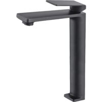 IMEX Einhebelmischer für hohen Waschtisch in matt schwarzem Messing-Zamak mit 25 mm Keramikkartusche und flexiblen 3-8-Zuleitungen – Modell FIYI XL