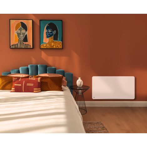 Radiateur électrique fixe à inertie sèche céramique avec thermostat interchangeable 1500W Bestherm OVEO horizontal blanc