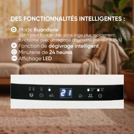Déshumidificateur D'air BESTHERM Nova - 5L/jour, Filtre Charbon Actif, Minuterie 24h, Réservoir 1.5L