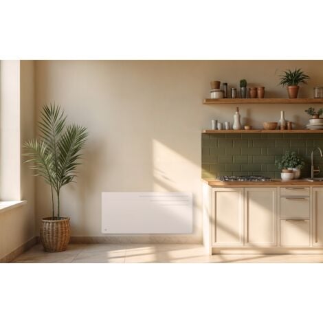 Radiateur électrique fixe à inertie sèche fonte 2000W Bestherm MOTU horizontal blanc
