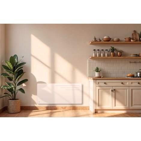 Radiateur électrique fixe à inertie sèche fonte 2000W Bestherm MOTU horizontal blanc