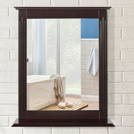 RELAX4LIFE Badspiegel mit Ablage, Wandspiegel aus Holz, Hängespigel 57 x 12  x 68,5 cm, Spiegel