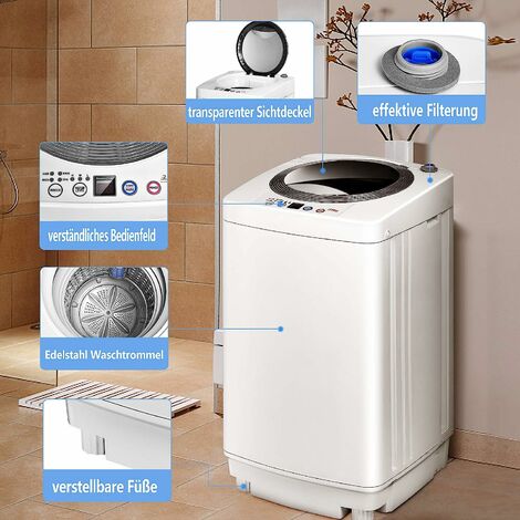 Automatische kleine Waschmaschine, 7 l, tragbare Waschmaschine mit groer  Kapazitt und Rotationstrocknung für Wohnheim, Familienwohnung, Wohnmobil