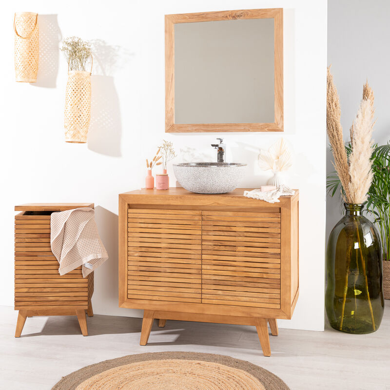 Mueble baño de teca y lavabo 140 cm - Wanda collection