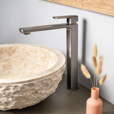 Grifo para lavabo baño Louga gris metal (1/5)