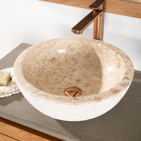 Lavabo Estrómboli encimera de mármol crema 40 cm