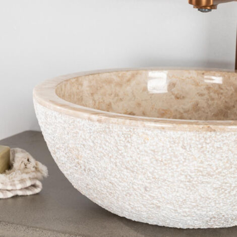 Lavabo Estrómboli encimera de mármol crema 40 cm