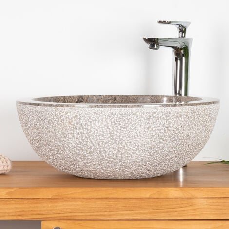 Lavabo de mármol Vesubio piedra gris 35 cm