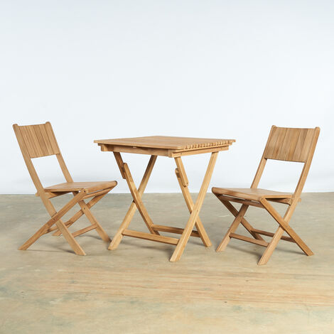 Conjunto de Mesa redonda y sillas plegables de teca para el jardín - Wanda  Collection