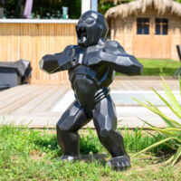 Estatua de gorila de origami negro de 80 cm.