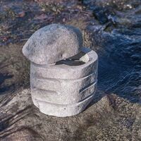 Lámpara de piedra de río para jardín 30-35 cm - Gris