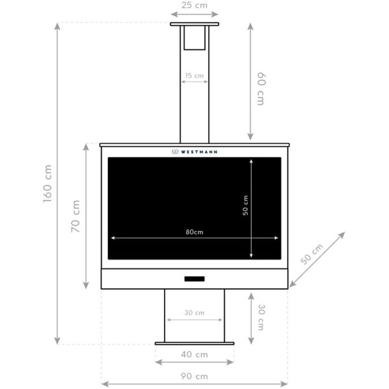 Barbecue en pierre reconstituee avec foyer vertical pour tourne broche