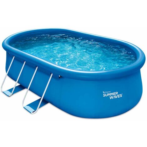 Summer Waves – Piscine gonflable ovale 457 x 305 x 107 cm – Capacité 8669L – Montage rapide avec pieds métalliques – Système de filtration inclus