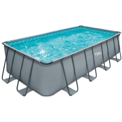 Summer Waves Frame Pool Rectangulaire 549x274x132 cm Gris Kit piscine hors  sol Piscine de jardin & Piscine en plastique