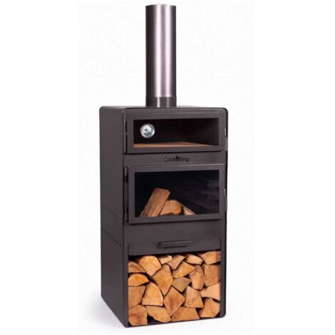 CookKing acier Four de terrasse Vento Plus  Four à pizza inclus  Noir  50x50x150 cm (1/5)