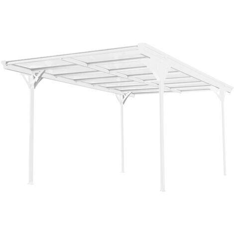 Carport aluminium à toit plat 503x305x232 cm – Panneaux double paroi 6 mm – Gouttière incluse – Pour véhicules légers et utilitaires – Westmann