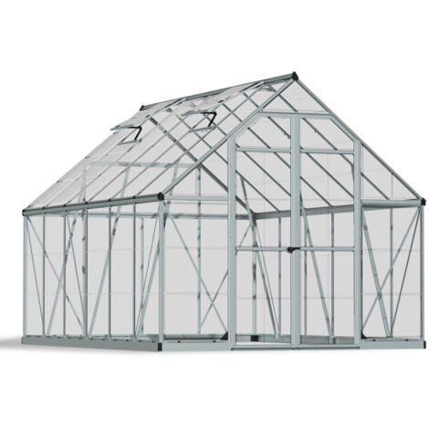 Palram – Serre de jardin polycarbonate 8,8 m² 366x243x231 cm – Panneaux double paroi – Socle en acier galvanisé – 701942