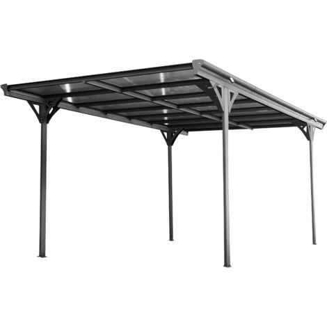 Carport aluminium à toit plat Helsinki 503x305x232 cm – Panneaux double paroi 6 mm – Gouttière incluse pour évacuation d'eau – Westmann