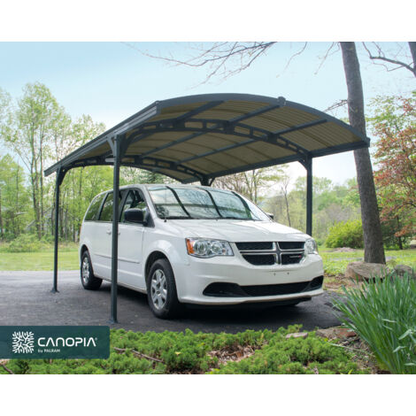 Palram – Carport aluminium en arc 495x288x239 cm – Charge neige 100 kg/m² – Plaques polycarbonate 0,8 mm – Installation facile