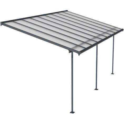 Palram – Abri de terrasse aluminium Sierra anthracite 299x555x305 cm – Panneaux polycarbonate incassables – Protection UV – Structure sans entretien
