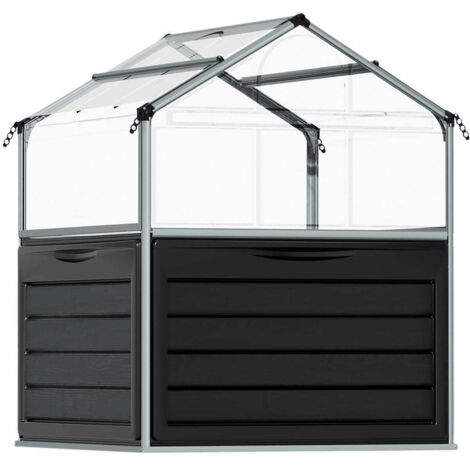 Palram – Mini-serre Plant Inn en polycarbonate – Cadre aluminium – Dimensions 121x120x148 cm – Espace jardin surélevé 72 cm