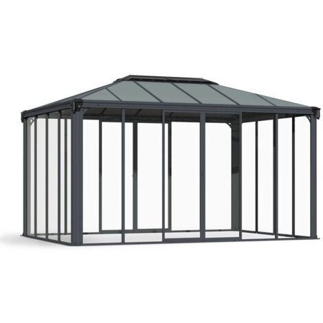 Canopia By Palram – Gazebo fermé 430x295,5cm gris anthracite – Structure aluminium et polycarbonate 6mm – Surface intérieure 10,9m² – 705760 (1/5)