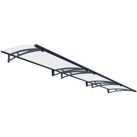 Palram – Auvent Aquila 4500 anthracite 92x450x18 cm – Construction en acier revêtu et aluminium anodisé – Plaques en verre acrylique 4mm résistantes aux UV