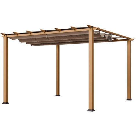 Paragon Outdoor Pergola en aluminium Florida 1111  imitation bois brun clair  350x350x235 cm