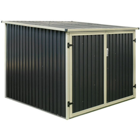 Westmann – Garage à vélos en acier anthracite 200x203x158 cm – Protection contre intempéries et vol – Toit plat charge 100kg/m² – Porte avant rabattable