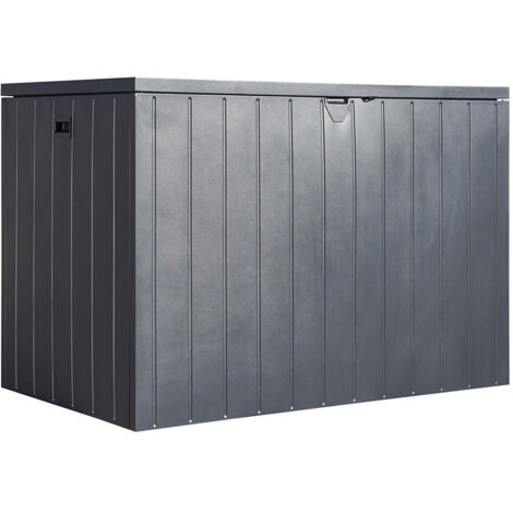 Coffre de jardin en acier galvanisé – Rangement 870L – Ouverture sécurisée avec vérins à gaz – Dimensions 79x138x93 cm – Anthracite – Shelterlogic