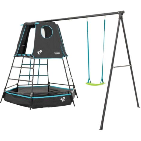 Tp Toys – Structure d’escalade extérieure avec balançoire – Acier thermolaqué – 2 entrées et fenêtre – Bac à sable ou piscine à balles modulable (1/5)