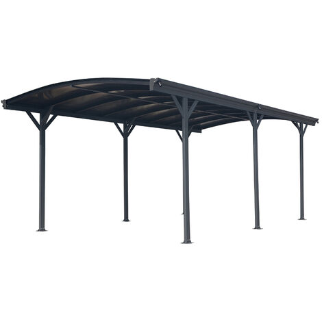 Carport aluminium toit arrondi 576x300x220 cm – Couleur anthracite – Double paroi 6 mm – Résistance aux UV – Peu d'entretien requis – Westmann
