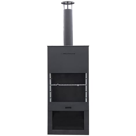 Westmann – Barbecue en acier noir pour terrasse – Poêle d'extérieur avec fonction gril – Dimensions 41x70x229 cm – Résistant aux intempéries