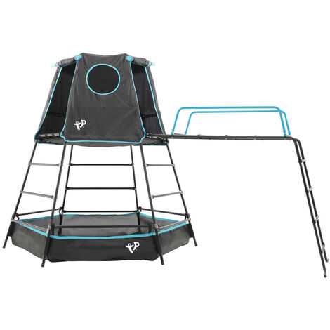 Tp Toys – Structure à grimper en acier noir 208x318x201 cm – Cadre avec passerelle de singe – Tente de jeu polyester – Capacité 2 enfants 100 kg