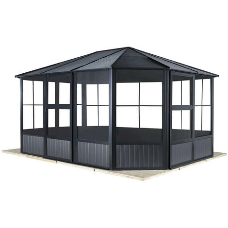 Sojag Alu Pavillon & Jardin d'hiver froid Charleston 1212  Pavillon Hardtop  Anthracite  384x384x281 cm