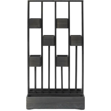 Mur de plantes en bois de pin FSC 90x45x170 cm – 6 petites jardinières – Pare-vue et délimitation de terrain – Design moderne gris – Westmann (1/5)