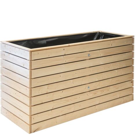 Potager sur pied en bois d'épicéa naturel 160x70x90 cm – Grande surface de culture – Montage facile – Pour balcon et terrasse – Westmann