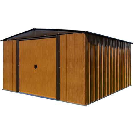 Abri de jardin en métal Woodlake 108 – Tôle d'acier galvanisée – Double porte coulissante – Résistant à la rouille – 242x313x185 cm – Spacemaker (1/5)