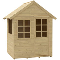 Cabane de jardin pour enfant en bois de sapin FSC – Dimensions optimisées – Sol en bois inclus – Assemblage facile avec composants pré-percés