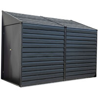 Abri de jardin métallique adossé 124x295x208 cm – Tôle d'acier galvanisée – Résistant à la rouille – Double porte battante – Spacemaker