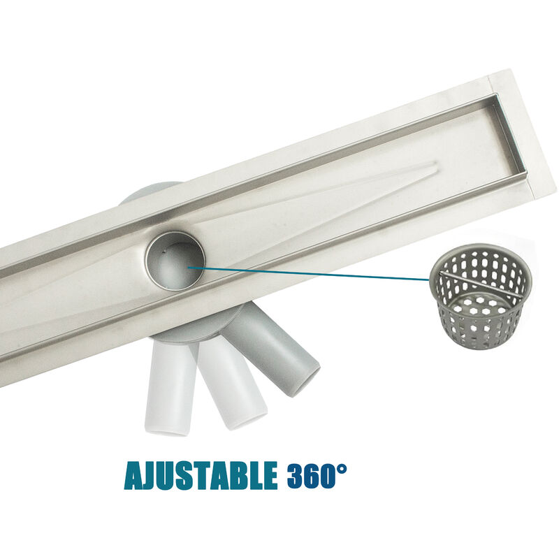 AICA Canaleta de Desagüe 90cm de acero inoxidable, Canaleta Plata