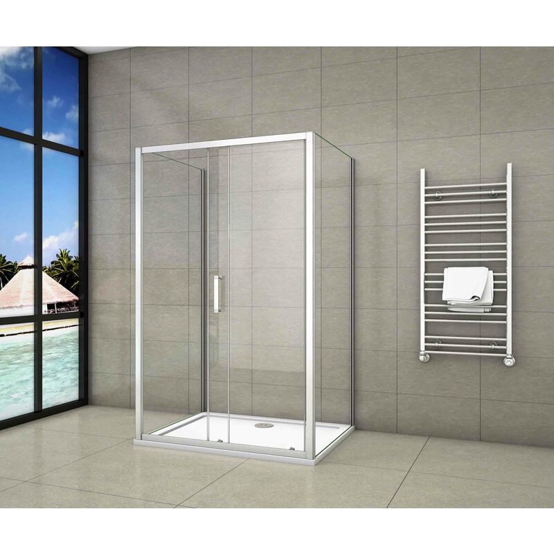 MAMPARA DE DUCHA CABINA VIDRIO IMPRESO C PUERTAS CORREDERAS 90X90 H198  CRISTAL