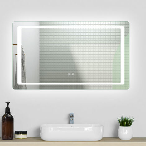 AICA Espejo de baño LED 120×70cm＋antivaho＋interruptor táctil