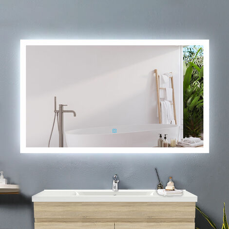 AICA Espejo de baño LED 100×60cm + antivaho + interruptor táctil