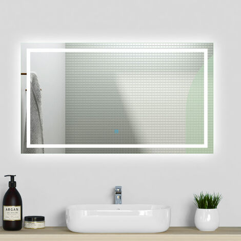 AICA Espejo de baño LED sin cobre 120×80cm+antivaho+interruptor táctil