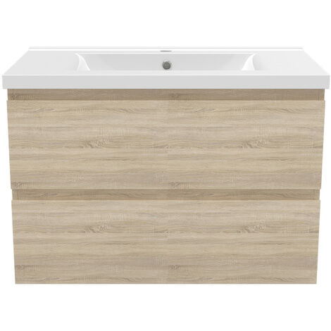 AICA Mueble de baño con lavabo, roble, 79 x 44,5 x 52 cm