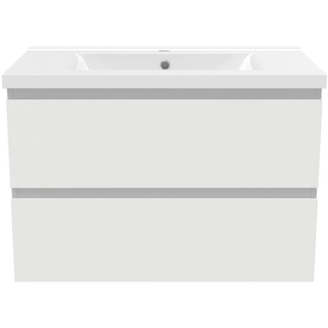 AICA Mueble de baño con lavabo, blanco mate, 79 x 44,5 x 52 cm
