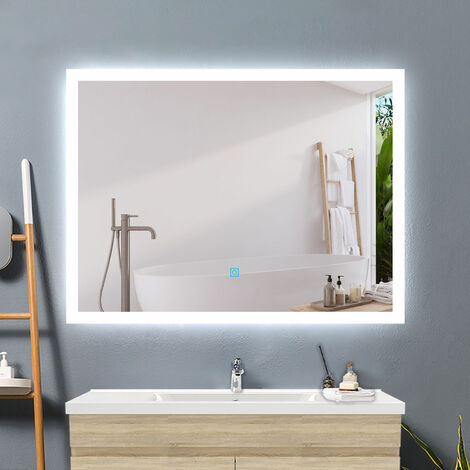 AICA Espejo de baño LED 80×60cm + antivaho + interruptor táctil
