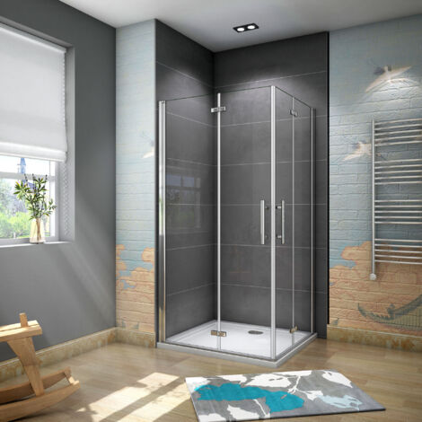Mamparas de Ducha Angular Doble Puerta Plegable 6mm Antical 90x76x185cm